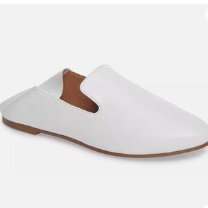 Halogen Sylvia  White Leather Collapsible Back Flat Loafers Women’s Size 9